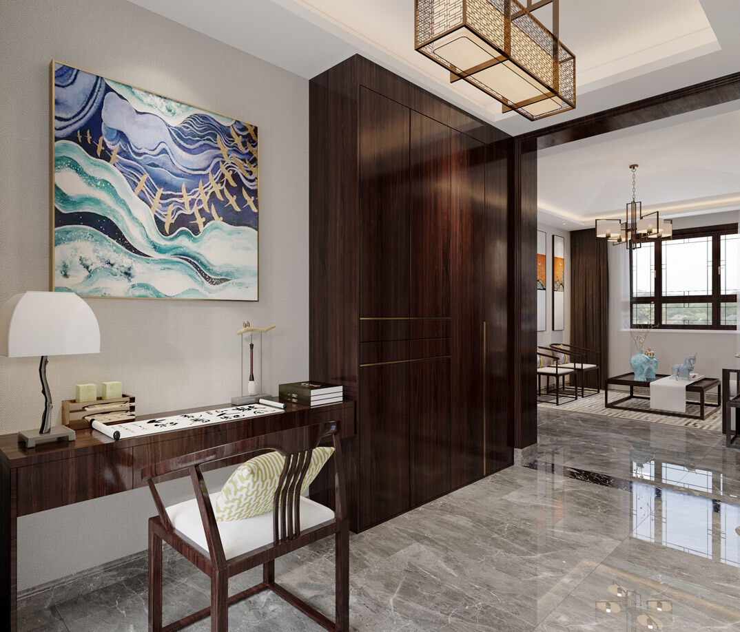 中歐金茂墅220㎡別墅中式風(fēng)格書(shū)房茶室裝修效果圖.jpg